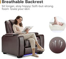 ANJ Power Home Theater Seating, PU Leather Electric Recliner Chair with Powered Headrest, Dual Motors Movie Reclining Chairs with LED Lights,USB Port, Cup Holders, Hidden Arm Storage (Brown) by CozyNest Decor