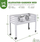 A ANLEOLIFE 6-Set Galvanized Raised Garden Bed with Legs,48x24x35in Large Elevated Planter Box on Wheels with Drainage Holes for Backyard, Balcony, Patio, 600lb Capacity, Antique White by GreenHaven Gardens