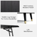 Lift Top Coffee Table with Storage Shelf & Hidden Compartment, Mid Century Modern Fluted Rectangle Dining Table for Living Room, Home Office,Black by CozyNest Decor