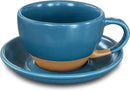 Mora Ceramic Latte Art Mug With Saucer - 10.5 oz, Round Bottom For Perfect Pours - Cafe Cups for Cappuccino, Espresso, Coffee, Tea etc - Porcelain Set for Baristas, Great Gift - Azure Blue by CozyNest Decor