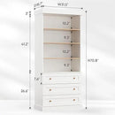 Vyre 71" Tall Farmhouse Bookshelves with Drawers, Large Modular Bookcase with Adjustable Shelves, Storage Cabinet for Living Room, Kitchen, Home Office, White by CozyNest Decor