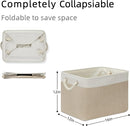 DULLEMELO Storage Baskets Large 16"x12"x12" Tall Rectangular Baskets Fabric Storage Bins for Organizing, Collapsible Shelf Baskets Boxes for Closet, Clothes, Toys (2 Pack,White&Khaki) by TinyTreasures Baby Boutique