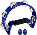 EastRock Tambourine Metal Jingles Hand Held Percussion Half Moon Tambourine for Kids, Adults, KTV, Party BLUE by TinyTreasures Baby Boutique