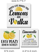 Summer Lemons Decor for Home Farmhouse Lemon Themed Tiered Tray Decor 3 Pcs Lemon Decorative Wood Box Signs Table Desk Shelf Kitchen Decoration by CozyNest Decor