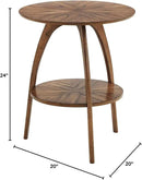 Martin Svensson Home Round Wood Nutmeg Brown Living Room End Side Accent Table Nightstand with Storage Shelf by CozyNest Decor