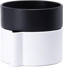 8 Inch Self-Watering Planter Pot with Terracotta Insert, Deep Water Reservoir, and Ceramic-Alike BPA-Free Plastic Planter Pot for Plant, Modern Planter for Houseplants, White/Black, 53-B-T-4 by CozyNest Decor
