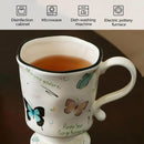 360ml -12.17oz Painted Butterfly Ceramic Mug - Cute Coffee Cup for Latte, Espresso - Gift for Women, Dishwasher Safe by CozyNest Decor