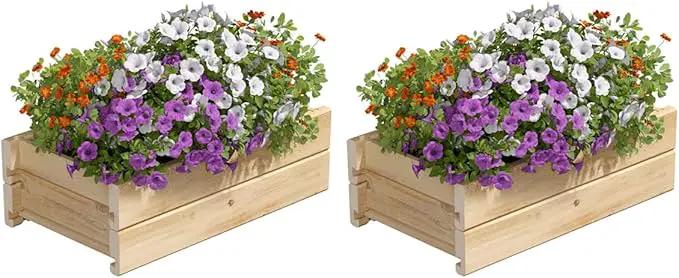 Greenes Fence Cedar Wood Planter Box with Rail Mount Brackets, 21" x 11" x 7" (2-Pack) - Made in USA with North American Cedar
