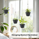 Hanging Planters 10 Inch, 4 Pcs Flower Pots with Drainage Hole, Self Watering Hanging Basket for Indoor Outdoor Plants, Decor, Gray by GreenHaven Gardens