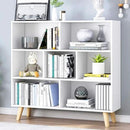 IOTXY Wooden Open Shelf Bookcase - 3-Tier Floorstanding Display Cabinet Rack with Legs, 7 Cubes Free Standing Bookshelf, Warm White by CozyNest Decor