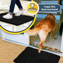 Muddy Mat® 4-Piece Black Medium 30"X19" AS-SEEN-ON-TV Highly Absorbent Microfiber Door Mat, Bath Mat and Pet Rug, Non Slip Thick Washable, Soft Chenille for Kitchen Bathroom Bedroom Indoor and Outdoor by CozyNest Decor