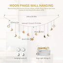 Moon Phase Wall Decor with LED String Light, 13 Gold Wood Boho Wall Hanging Decor Mood Garland 56'' - Celestial Phases Moon Decor in Bohemian Style for Bedroom Home Living Room by CozyNest Decor
