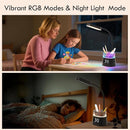 WILIT LED Kids Desk Lamp, Dimmable Study Lamp for Home Office Desk Accessories, with Pen Holder & Clock, USB Charging, RGB Night Light, Bedroom & College Dorm Room Essentials for Girls - Black by TinyTreasures Baby Boutique