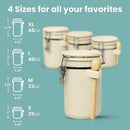 Home Intuition 4-Piece Ceramic Kitchen Canisters Set, Airtight Containers with Wooden Spoons Reusable Chalk Labels and Marker for Sugar, Coffee, Flour, Tea (Off White) by CozyNest Decor