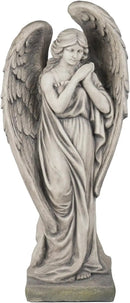Outdoor Statues Angel Décor Garden Statue - 34 inch Large Garden Angels Outdoor Religious Statues Catholic Resin Concrete Finish Yard Patio Deck Home Entryway Hallway Sculpture 13.7 * 9.8 * 34 Inch by GreenHaven Gardens