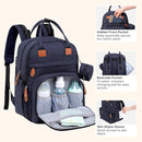 BabbleRoo Diaper Bag Backpack - Baby Essentials Travel Tote - Multi Function Waterproof Diaper Bag, Travel Essentials Baby Bag with Changing Pad, Stroller Straps & Pacifier Case - Unisex, Navy Blue by TinyTreasures Baby Boutique