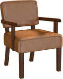 Accent Chair, PU Leather Living Room Chairs Oversized with Soft Seat and Armrests, Armchair for Bedroom, Dinning, Reading, Waiting Rooms (Leather Brown) by CozyNest Decor
