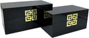 Galt International Storage Box Set Decorative Storage Box w/Hinged Lid Classic Design Wood Decor Boxes with Geometric Clasp Storage for Bedroom & Home - Set of 2 (Black & Gold) by CozyNest Decor