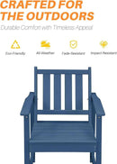 7 Pieces HDPE Outdoor Dining Set, Patio Dining Set with Umbrella Hole, All Weather Outdoor Dining Table Sets for 6, HDPE Patio Furniture Sets for Deck, Backyard, Lawn, and Poolside, Navy by CozyNest Decor