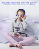 Kids Headphones Wired with Microphone for ipad Computer Laptop for Boys Girls Volume Limit Foldable Over Ear Headset for School 3.5mm Jack by TinyTreasures Baby Boutique