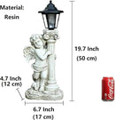 Angel Statue with Solar Lights (Right) 19.7 Inch, Outdoor Solar Angel Garden Statue with Roma Pillar for Garden Lawn Deocr, Christian Religious Gift by GreenHaven Gardens