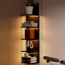 5 Tier Wall Shelf Unit, Black Modern Vertical Lack Wall Shelves with Light, Wall Mount, Floating Column Home Decor Shelves for Bedroom, Living Room, Vanity Storage Display by CozyNest Decor