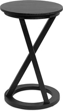 Kate and Laurel Aja Modern Side Table, 15 x 15 x 23, Black, Decorative Modern Geometric Wood Bedroom Nightstand Table with Round Tabletop and Unique Slanted Legs by CozyNest Decor