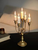 Sziqiqi Gold Candlestick Holder Candelabra - Taper Candle Holders for Wedding Centerpiece 5-Arms Candle Stick Stands for Candlelight Dinner Table Christmas Mantel Festivals by CozyNest Decor