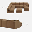 mopio Oversized Modular Sectional Sofa with Fully Removable Covers and Storage, Convertible U, L-Shaped and Sleeper Sectional, Modern Couches with Ottoman Chaise (Hazelnut Velvet, 8 Seats, U) by CozyNest Decor