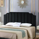 24KF Black Velvet Tufted King Upholstered Headboard, Modern Vertical Channel Design California King Headboard with Stepped Silhouette Top Edge,Black by CozyNest Decor