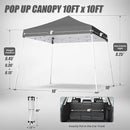 10x10 Pop Up Canopy, 300D Silver Coated Grey Fabric Outdoor Gazebo, Beach Tent Slant Legs with Storage Bag,Easy Up Sun Shade Shelter Tents with 8x8 Top Cover for Patio,Party by GreenHaven Gardens