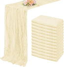 10FT 12 Pack Beige Cheesecloth Table Runner 20 x 120 Inch Long Rustic Gauze Fabric Cheese Cloth Table Runner for Wedding Bridal Baby Shower Table Decorations Boho Sheer Birthday Party Table Decor by CozyNest Decor