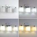 Stainless Steel Milk Glass Vanity Lights for Bathroom, 3 Light Chrome Bathroom Light Fixtures Over Mirror, Ceramic E26 Sockets Wall Mounted by CozyNest Decor