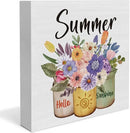 Summer Decor Farmhouse Summer Decorations Hello Sunshine Wooden Sign Rustic Home Decor 5 x 5 Inches by CozyNest Decor