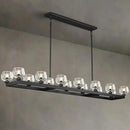 72 Inch Black Rectangle Wagon Wheel Chandeliers, Chandelier for Dining Room Over Table, Modern Crystal Long Chandelier for High Ceiling, Farmhouse Large Linear Chandeliers for Kitchen Island by CozyNest Decor