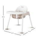 Foundations Secure Sitter 11" Feeding Chair, Stable “No Tip” Feet, 3-Point Adjustable Harness, Removable Tray, Easy to Clean, Smooth Plastic (White/Tan) by TinyTreasures Baby Boutique