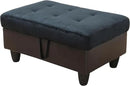 Ottoman Rectangular Storage Ottoman Bench, Flannel Footrest Stool Footstool with Lid for Living Room, Bedroom, Entryway, Dark Blue&Brown, 35"x23.5"x17.5" by CozyNest Decor