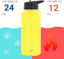 DRINCO Stainless Steel Water Bottle Spout Lid Vacuum Insulated Double Wall Water Bottle Wide Mouth (40oz 32oz 22oz 18oz 14oz) Leak Proof Keeps Cold or Hot (32 oz, 32oz Illuminating Yellow) by CozyNest Decor