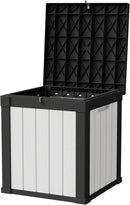 50 Gallon Storage Box, Waterproof Deck Box for Indoor & Outdoor Use, Lockable Pool Storage Bin for Package Delivery, Outdoor Bench for Patio Cushions, Garden Tools, Backyard, Black & White by GreenHaven Gardens