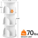 Rotating 3-Tier Bookshelf, 360° Spinning Corner Bookcase with Lazy Susan, White Space Saving Organizer for Study Room, Home Office, Kids Rooms, Bedroom, Adults & Kids by TinyTreasures Baby Boutique