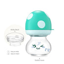 YOHKOH Newborn Glass Baby Bottles with Slow Flow Nipple for 0+ Months, Wide Neck Feeding Bottle, 2.7oz/80ml (Blue, 2.7oz (Pack of 2)) by TinyTreasures Baby Boutique