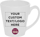 DISCOUNT PROMOS Custom Glossy Ceramic Latte Coffee Mug 12 oz. Set of 100, Personalized Bulk Pack - Perfect for Tea, Espresso, Cappuccino, Hot Cocoa - White by CozyNest Decor