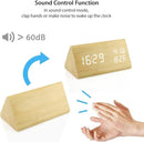 OCT17 Wooden Alarm Clock, Wood Alarm Clock Smart LED Digital Clock for Bedroom/desks, Upgraded with Time Temperature, Adjustable Brightness and Voice Control, Humidity Displaying - Bamboo by CozyNest Decor