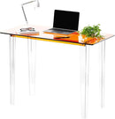 Acrylic Desk, Modern Study Table for Home Office - Extended Surface Multi-Purpose Console & Entryway Table, Sturdy Lightweight Design (42.5-inch, Orange) by CozyNest Decor