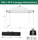 10x10ft Pop Up Canopy Tent,Heavy Duty Waterproof Folding Tent for Camping Parties Events Parties,Outdoor Canopy,Portable Sun Shelter,3 Adjustable Height(White) by GreenHaven Gardens