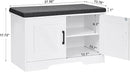 2-Tier Storage Bench, Shoe Bench with Padded Seat Cushion, Entryway Bench with 2 Barn Doors, Adjustable Shelf, 13.8" D x 27.6" W x 17.7" H, for Entryway, Living Room, Bedroom, White by CozyNest Decor