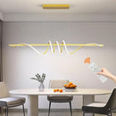 Modern Design Dimmable Desk Linear Pendant Light, with Remote Control Dimmable 3 Color Mode & Brightness Ceiling Lamp, Anti-Flicker Dining Light Fixture for Kitchen, Dining Room (Gold, 57IN) by CozyNest Decor