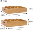 2 Pack Bamboo Lid Holder Food Container, Kitchen Organizer with 5 Adjustable Dividers, Cabinet Organizer for Food, Kitchen Gadget, Container Lids by CozyNest Decor