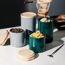 Sweejar Kitchen Canisters Ceramic Food Storage Jar, Stackable Containers with Airtight Seal Wooden Lid for Serving Ground Coffee, Tea, Sugar, Salt and More - 16 Fl Oz (Gray) by CozyNest Decor