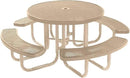 Heavy-Duty Portable Outdoor Picnic Table with Umbrella Hole, Punched Steel Commercial-Grade Patio Furniture Made in America (46" Round Top, Tan with Tan Frames) by GreenHaven Gardens